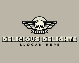 Skull Wing Biker Gang logo design