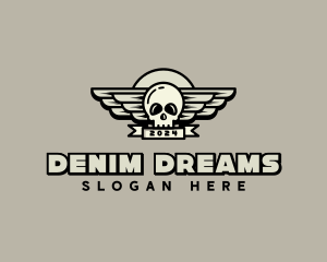 Skull Wing Biker Gang logo design