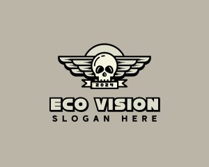 Skull Wing Biker Gang logo design