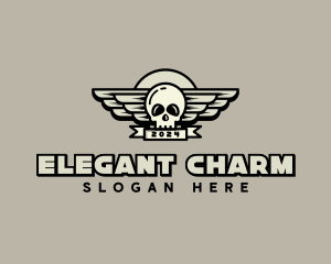 Skull Wing Biker Gang logo design