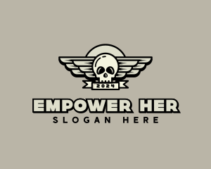 Skull Wing Biker Gang logo design