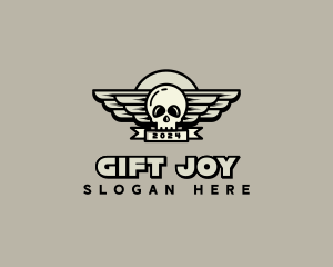 Skull Wing Biker Gang logo design