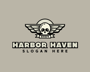 Skull Wing Biker Gang logo design