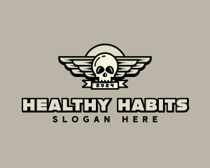 Skull Wing Biker Gang logo design