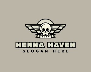 Skull Wing Biker Gang logo design