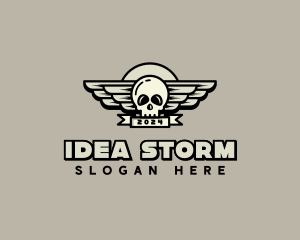 Skull Wing Biker Gang logo design