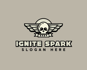 Skull Wing Biker Gang logo design