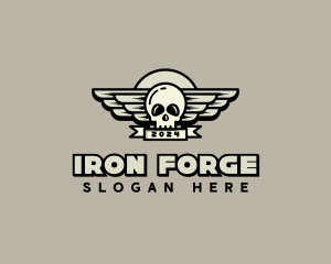 Skull Wing Biker Gang logo design