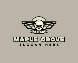 Skull Wing Biker Gang logo design