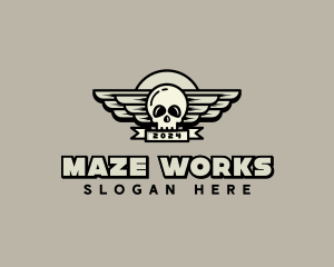 Skull Wing Biker Gang logo design