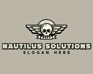 Skull Wing Biker Gang logo design