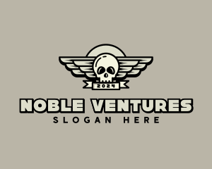 Skull Wing Biker Gang logo design