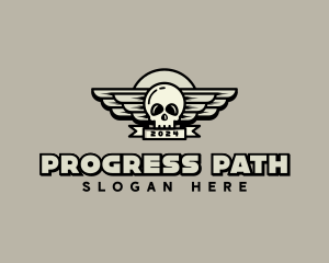 Skull Wing Biker Gang logo design