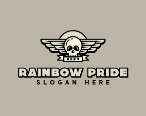 Skull Wing Biker Gang logo design