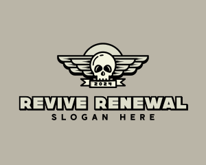 Skull Wing Biker Gang logo design