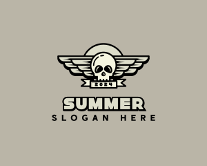 Skull Wing Biker Gang logo design