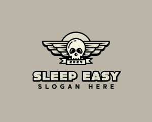 Skull Wing Biker Gang logo design