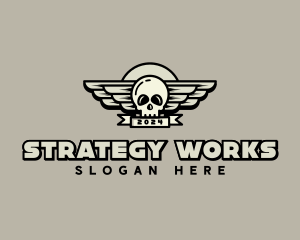 Skull Wing Biker Gang logo design