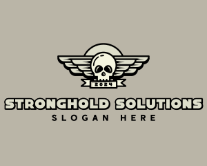 Skull Wing Biker Gang logo design