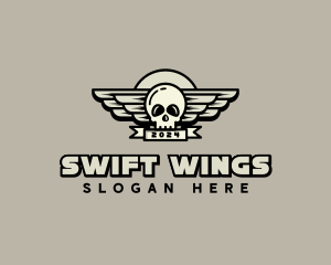 Skull Wing Biker Gang logo design