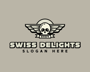 Skull Wing Biker Gang logo design