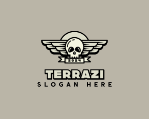 Skull Wing Biker Gang logo design