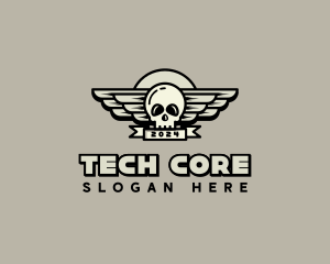 Skull Wing Biker Gang logo design