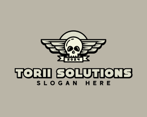 Skull Wing Biker Gang logo design