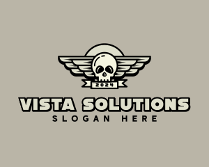 Skull Wing Biker Gang logo design