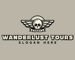 Skull Wing Biker Gang logo design