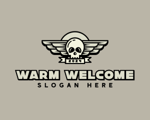 Skull Wing Biker Gang logo design