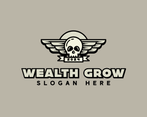 Skull Wing Biker Gang logo design