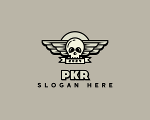 Skull Wing Biker Gang logo design