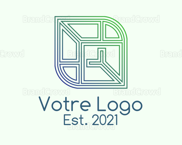 Geometric Leaf Outline Logo
