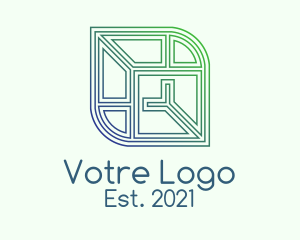 Environment Friendly - Geometric Leaf Outline logo design