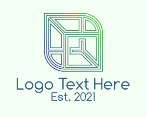 Ecology - Geometric Leaf Outline logo design