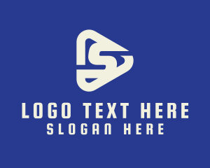 White - Letter S Play Button logo design