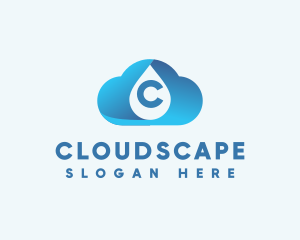 Cloud Water Droplet logo design