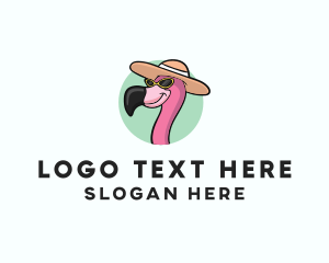 Vacation - Tropical Flamingo Hat logo design