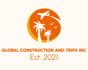 Palm Tree - Vacation Island Flight logo design