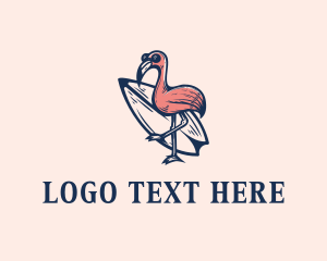 Surfboard - Flamingo Surfboard Bird logo design