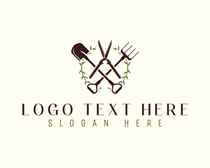 Lawn - Wreath Shears Shovel logo design