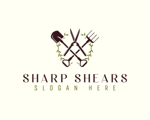 Shears - Wreath Shears Shovel logo design