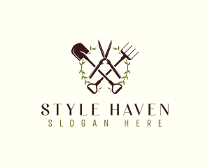 Equipment - Wreath Shears Shovel logo design