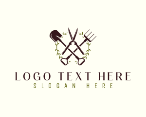 Shears - Wreath Shears Shovel logo design