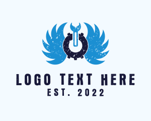 Panel Beater - Mechanic Tools Wings logo design