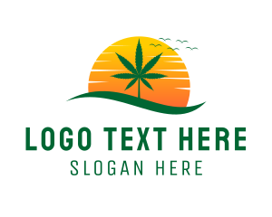 Hemp - Weed Sunset logo design
