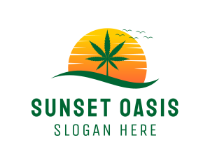 Weed Sunset  logo design