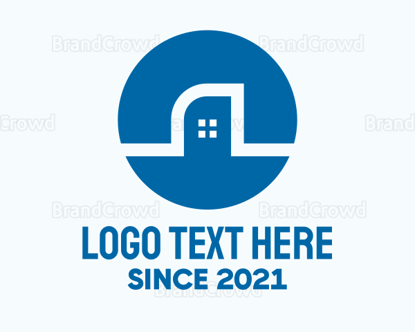 Blue Minimalist Building Logo