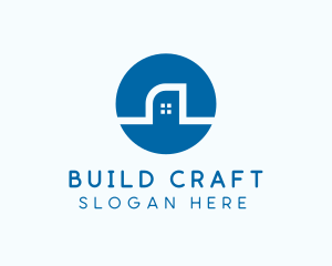 Blue Minimalist Building  logo design